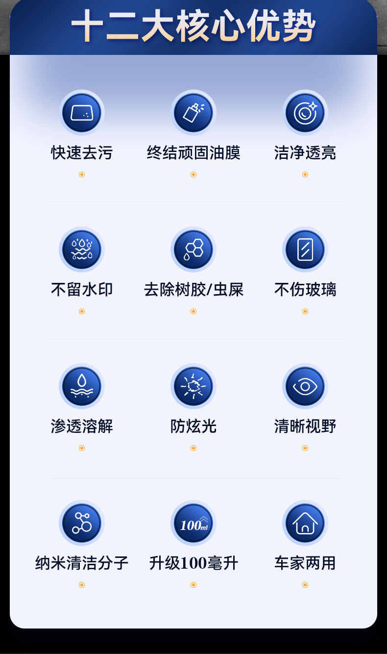 車珀樂汽車玻璃凈100ml油膜去除劑
